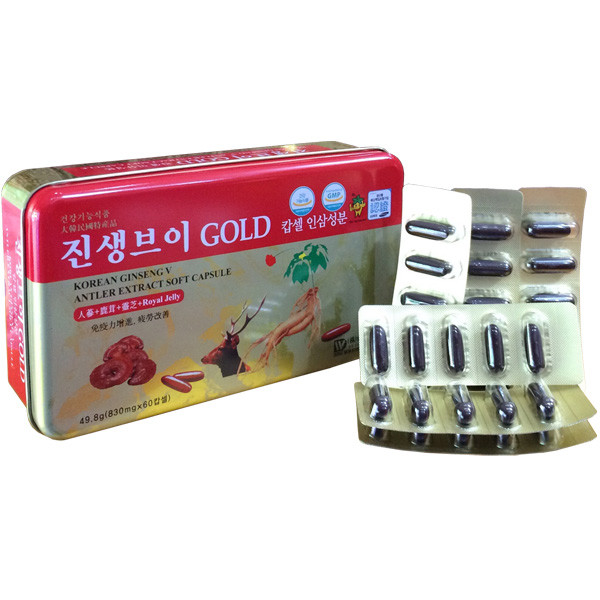 Viên đạm Sâm nhung Linh chi Hàn Quốc Gold hộp 60 viên Dongwon