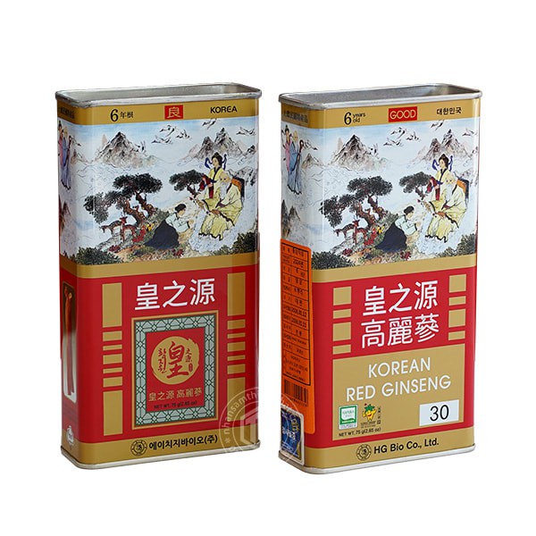 Hồng sâm củ khô hộp thiếc HG Bio 75g chính hãng Hàn Quốc