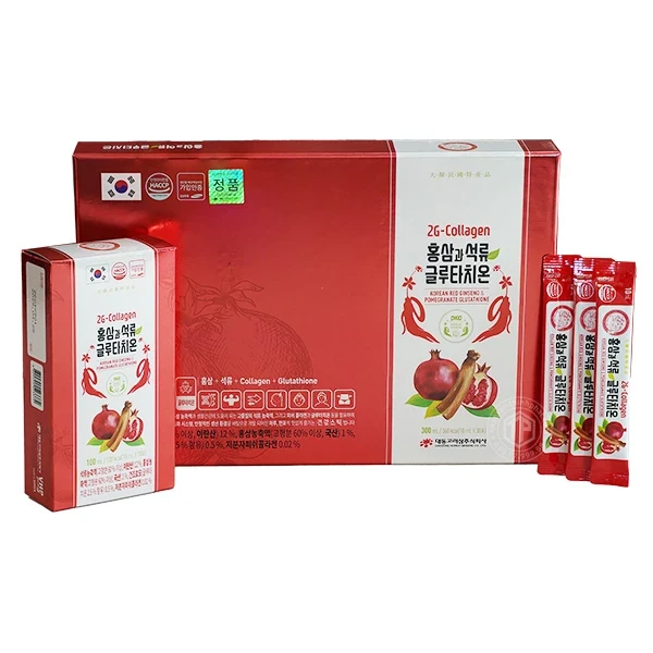 Nước hồng sâm lựu Collagen Glutathione Hàn Quốc hộp 30 gói x 10ml