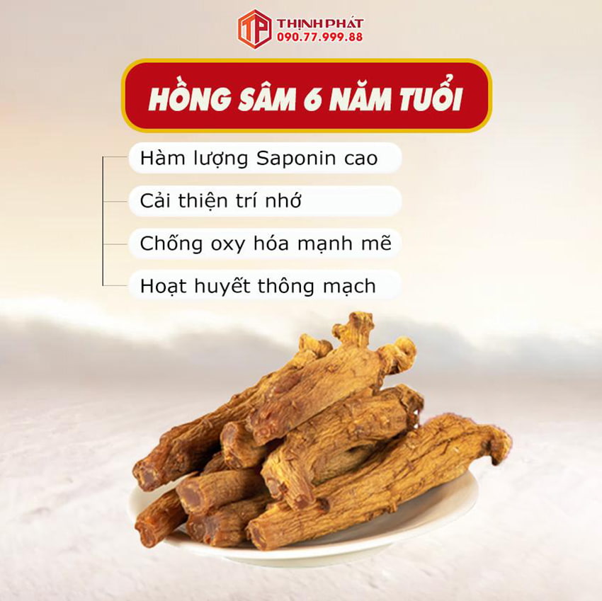 Trong hồng sâm Hàn Quốc 6 năm tuổi có chứa nhiều ginsenoside tốt cho hệ miễn dịch 