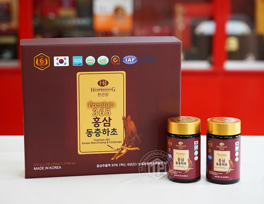 Cao hồng sâm đông trùng hạ thảo Hàn Quốc hộp 2 lọ x 240g