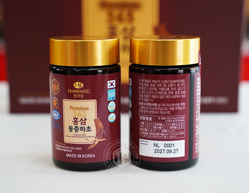 Cao hồng sâm đông trùng hạ thảo Hàn Quốc hộp 2 lọ x 240g