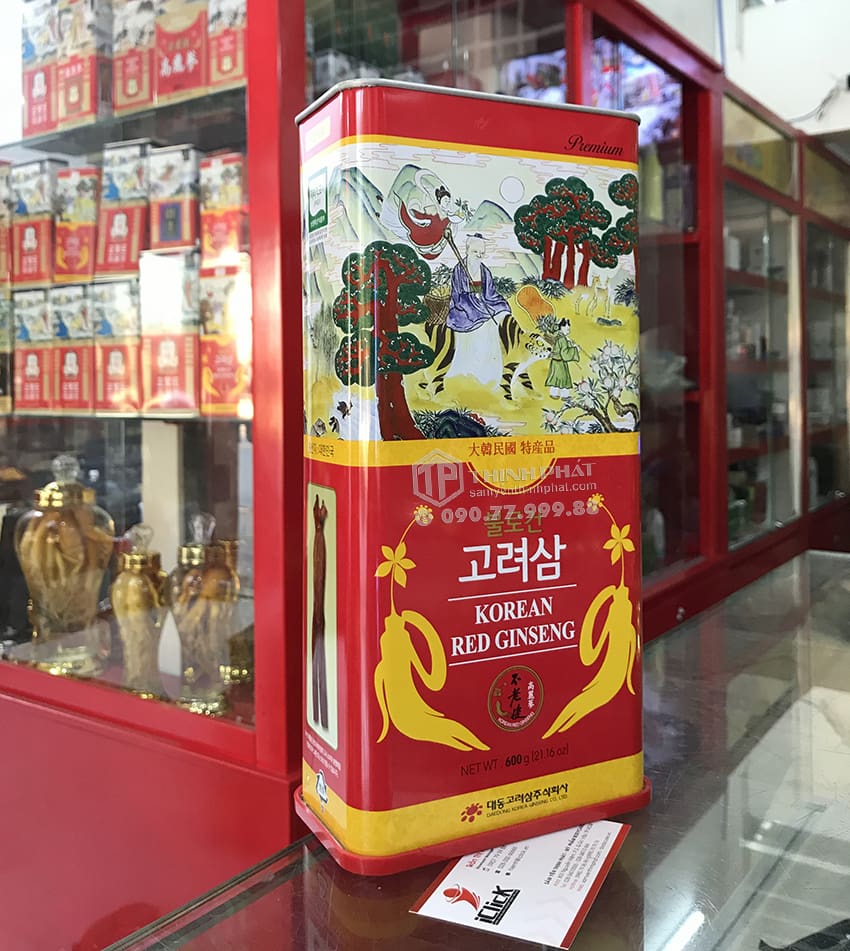 Hồng Sâm Củ Khô Hộp Thiếc 600g Chính hãng Deadong Hàn Quốc