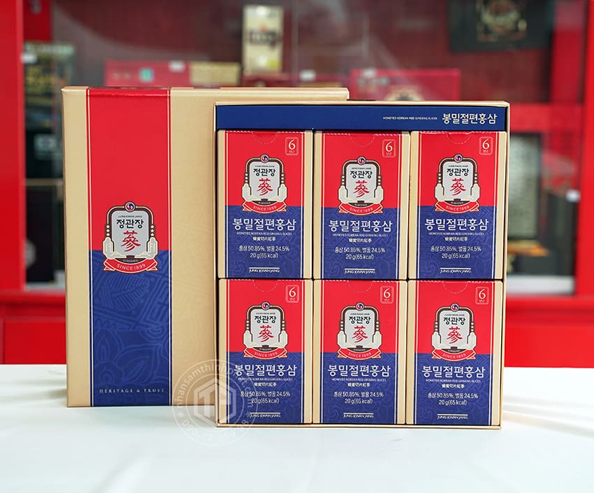 Hồng sâm lát tẩm mật ong KGC Sâm Chính phủ cao cấp hộp 12 gói 240g - Jung Kwan Jang