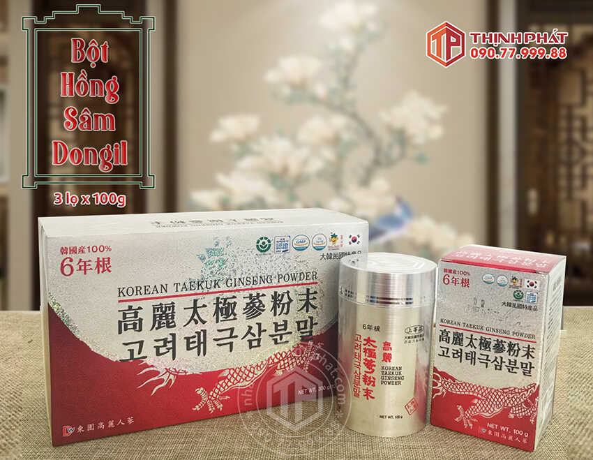 Bột Hồng Sâm Hàn Quốc 100% Dongil Hàn Quốc hộp 3 lọ x 100g chính hãng Bột Hồng Sâm Hàn Quốc 100% Dongil Hàn Quốc hộp 3 lọ x 100g chính hãng