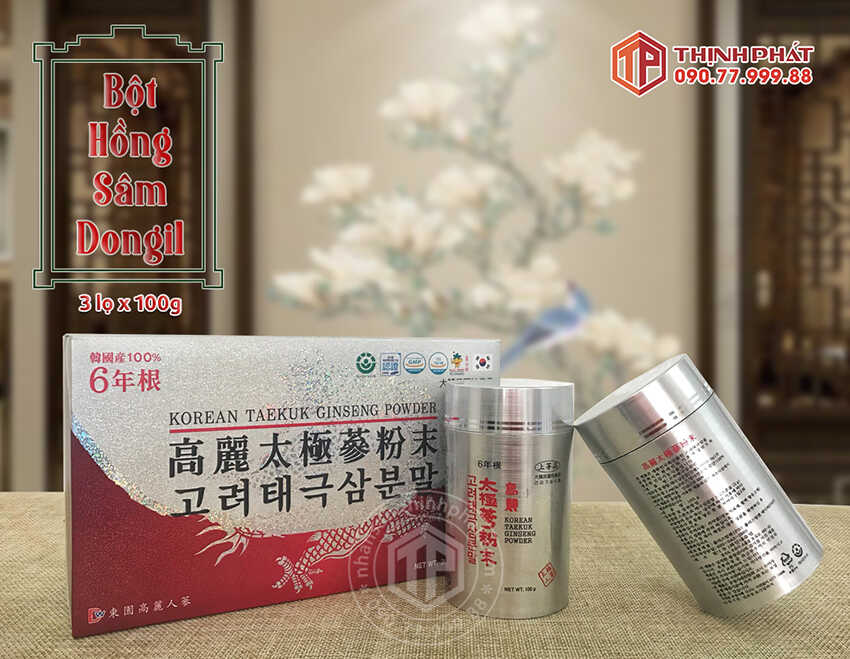 Bột Hồng Sâm Hàn Quốc 100% Dongil Hàn Quốc hộp 3 lọ x 100g chính hãng Bột Hồng Sâm Hàn Quốc 100% Dongil Hàn Quốc hộp 3 lọ x 100g chính hãng
