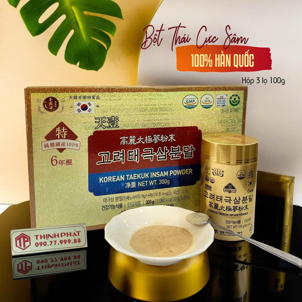 Bột thái cực sâm Hàn Quốc Daedong hộp 3 lọ x 100g