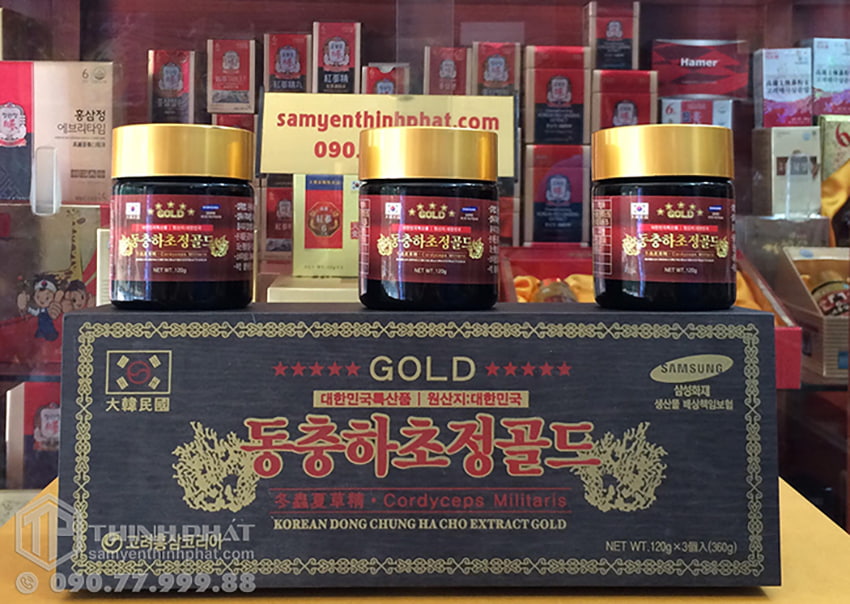 Cao Đông Trùng Hạ Thảo Hàn Quốc Gold hộp gỗ 3 lọ x 120g
