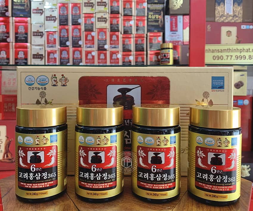 Cao hồng sâm chính hãng 365 sâm Hàn Quốc 6 năm tuổi hộp 4 lọ 240g Cao hồng sâm chính hãng 365 sâm Hàn Quốc 6 năm tuổi hộp 4 lọ 240g