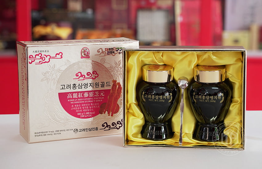 Cao hồng sâm linh chi Hàn Quốc Gold hộp 2 lọ x 300g