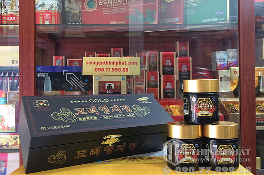 Cao linh chi núi Hàn Quốc cao cấp hộp gỗ đen 3 lọ x 120g gold Cao linh chi núi Hàn Quốc cao cấp hộp gỗ đen 3 lọ x 120g gold