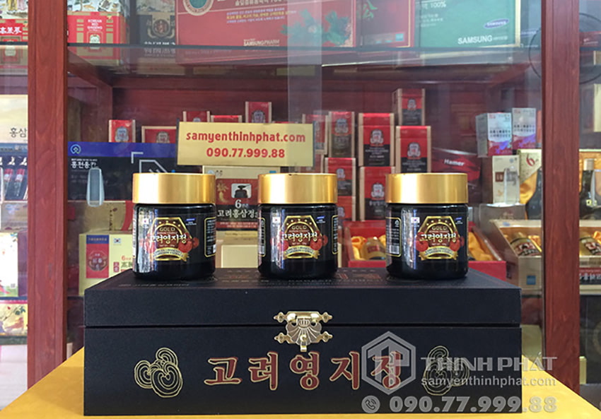 Cao linh chi núi Hàn Quốc cao cấp hộp gỗ đen 3 lọ x 120g gold Cao linh chi núi Hàn Quốc cao cấp hộp gỗ đen 3 lọ x 120g gold