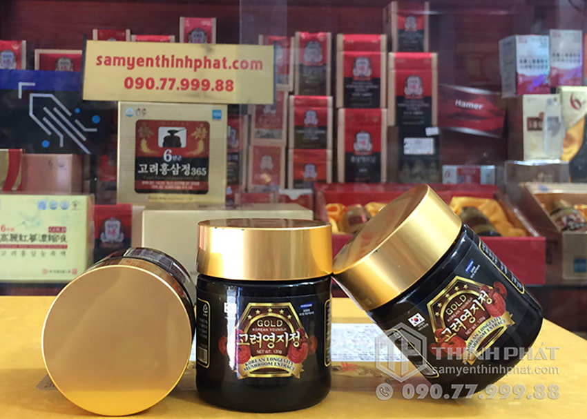 Cao linh chi núi Hàn Quốc cao cấp hộp gỗ đen 3 lọ x 120g gold Cao linh chi núi Hàn Quốc cao cấp hộp gỗ đen 3 lọ x 120g gold