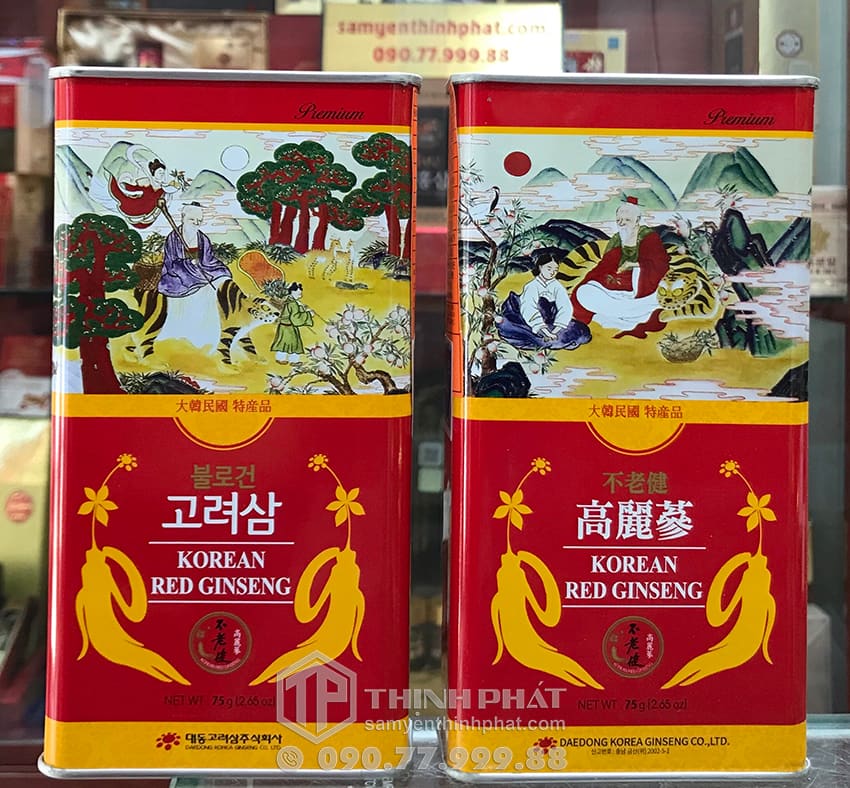 Hồng sâm củ khô 6 năm tuổi 75g hộp thiếc chính hãng Deadong Hàn Quốc