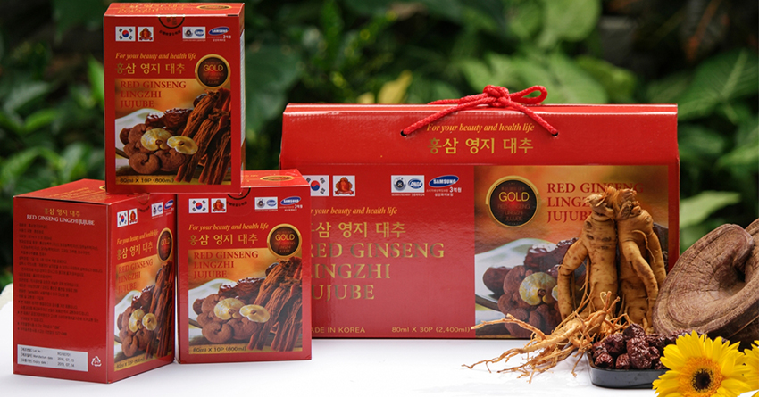 Nước hồng sâm linh chi táo đỏ Hàn Quốc hộp 30 gói x 80ml