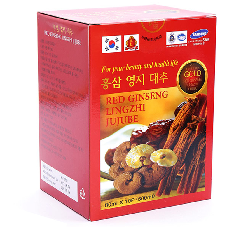 Nước hồng sâm linh chi táo đỏ Hàn Quốc hộp 30 gói x 80ml