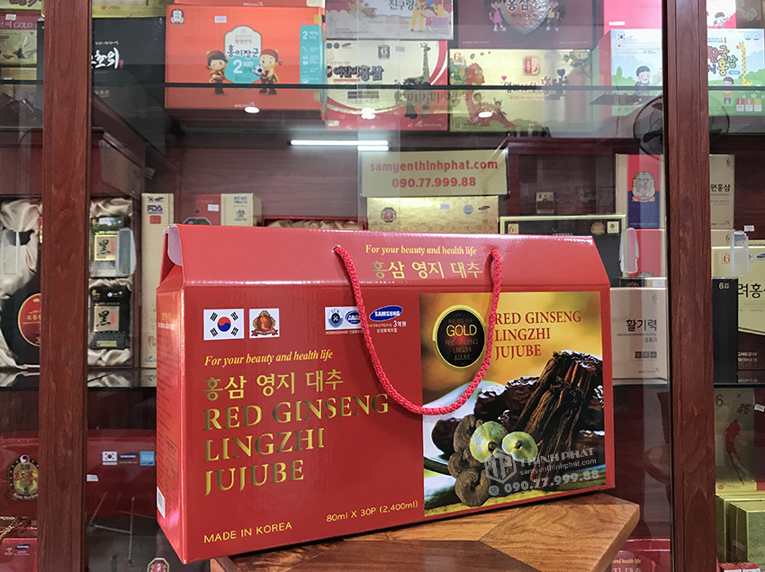 Nước hồng sâm linh chi táo đỏ Hàn Quốc hộp 30 gói x 80ml