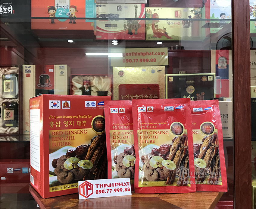 Nước hồng sâm linh chi táo đỏ Hàn Quốc hộp 30 gói x 80ml