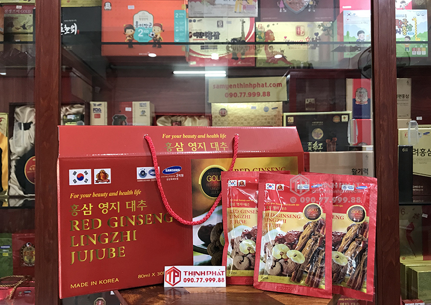 Nước hồng sâm linh chi táo đỏ Hàn Quốc hộp 30 gói x 80ml