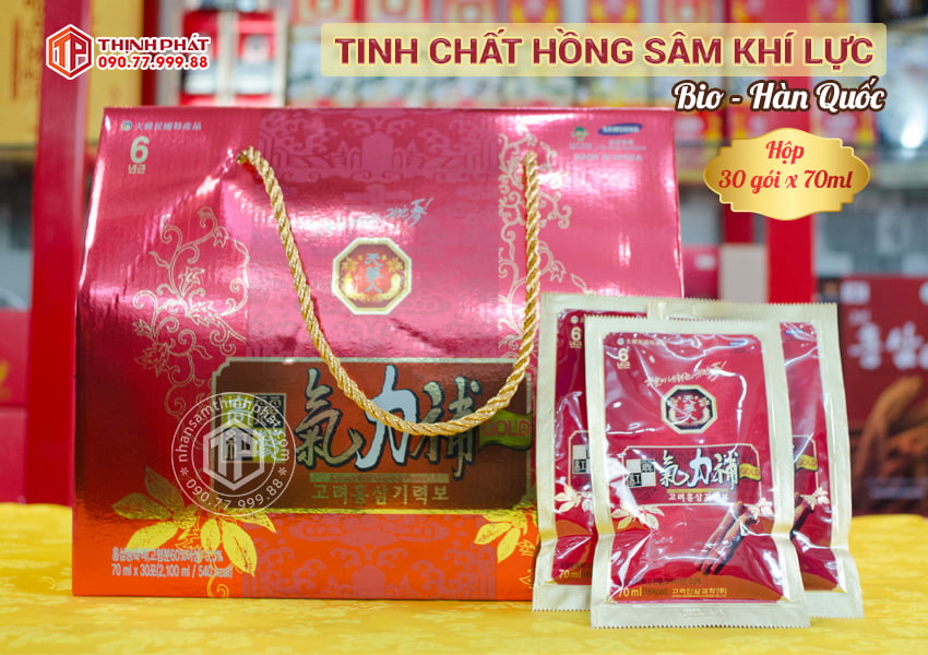 Tinh chất hồng sâm khí lực dạng nước hộp 30 gói sâm Hàn Quốc chính hãng Bio
