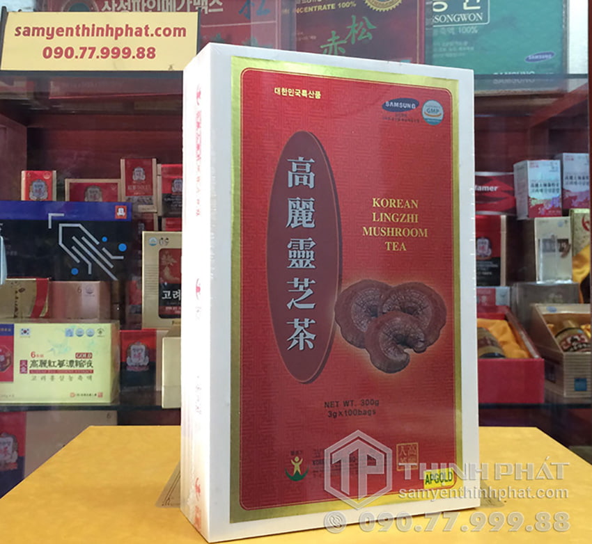 Trà linh chi hòa tan Hàn Quốc hộp gỗ 100 gói Trà linh chi hòa tan Hàn Quốc hộp gỗ 100 gói