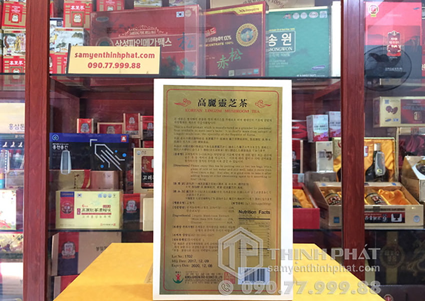 Trà linh chi hòa tan Hàn Quốc hộp gỗ 100 gói Trà linh chi hòa tan Hàn Quốc hộp gỗ 100 gói