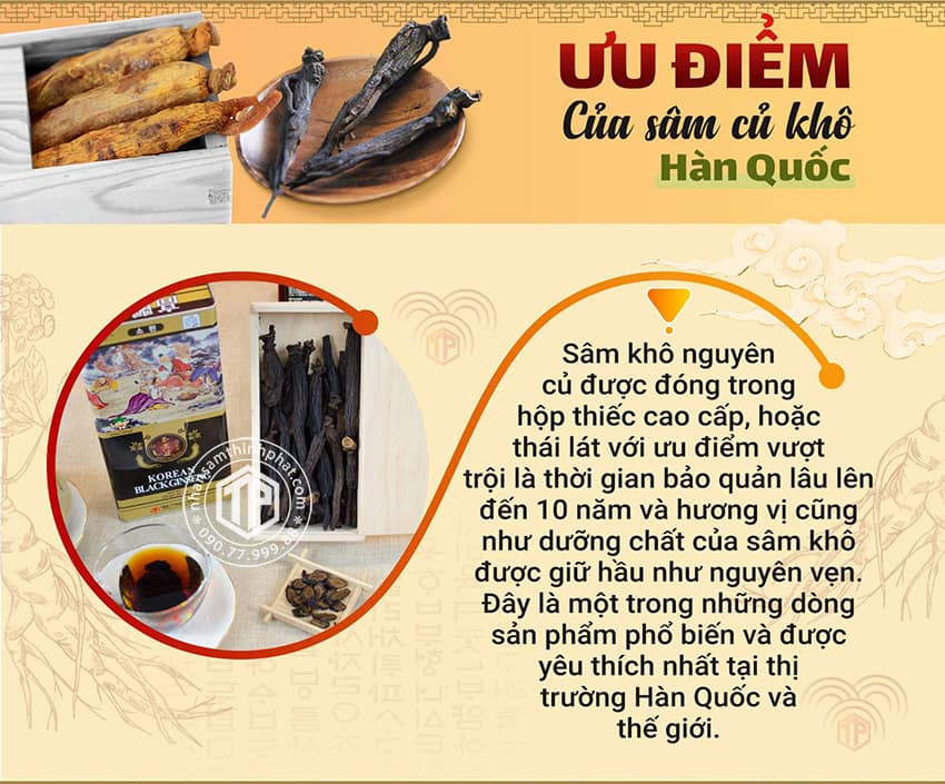 Ưu điểm của hồng sâm củ khô Hàn Quốc