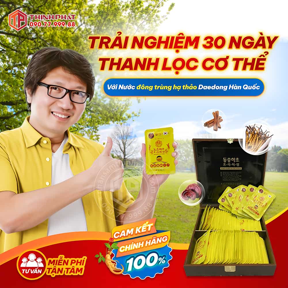 Trải nghiệm 30 ngày thanh lọc cơ thể với nước đông trùng hạ thảo Daedong Hàn Quốc