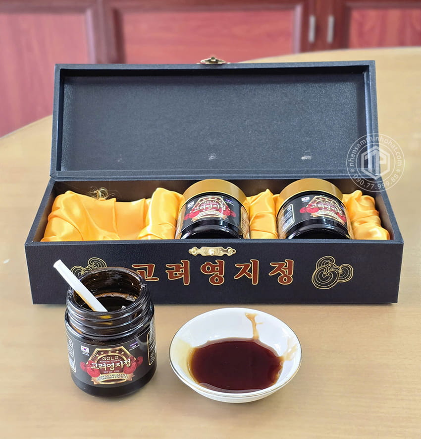 Cao linh chi núi Hàn Quốc cao cấp hộp gỗ đen 3 lọ x 120g gold