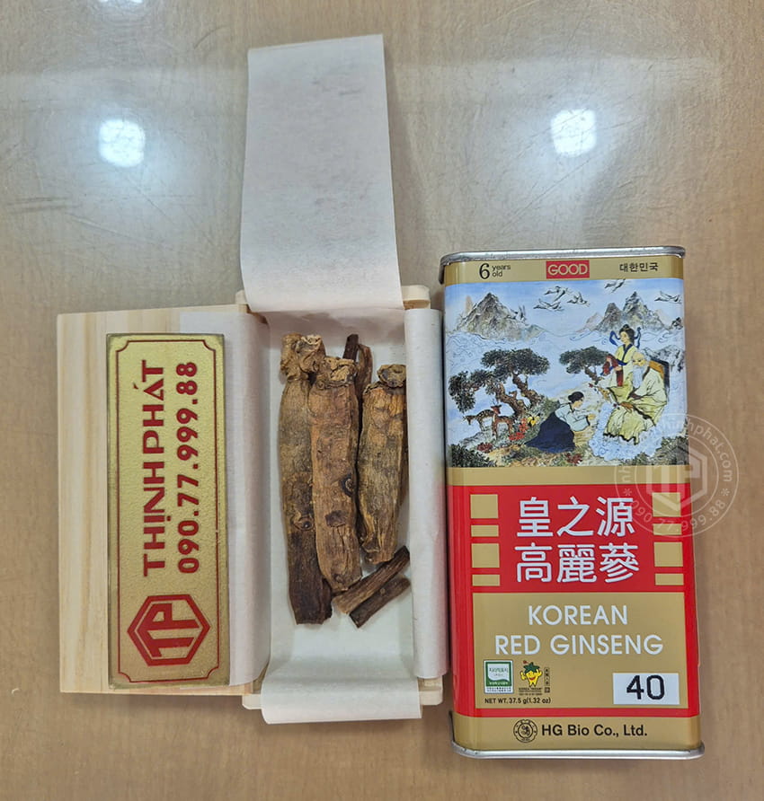 Hồng sâm củ khô hộp thiếc HG Bio 37.5g chính hãng Hàn Quốc