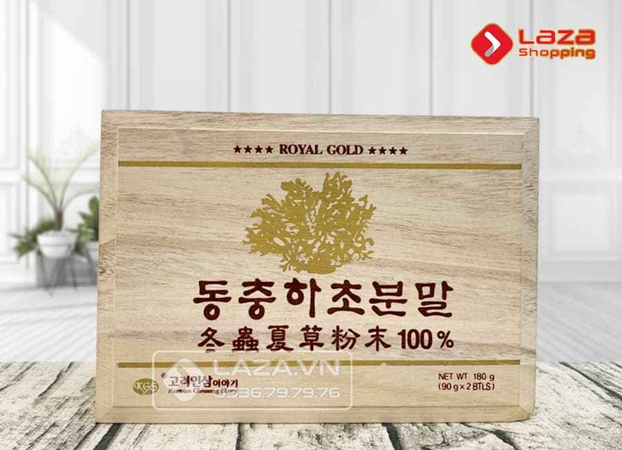 Bột đông trùng hạ thảo Hàn Quốc nguyên chất 100% hộp 2 lọ x 90g